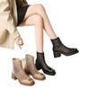 Jinbukang Hollow Martin Boots Mulheres Novas Botas de Verão Finas de Malha Respirável Botas da Moda para Todos os Tipos Botas de Salto Grosso Botas Curtas para Mulheres