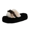 Pantuflas peludas para mujer para usar en exteriores, nuevos zapatos peludos de moda primavera y otoño 2026, zapatos con cordones, pantuflas de algodón de suela gruesa y plataforma