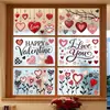 Decorações de loja com tema de amor para o Dia dos Namorados, adesivos eletrostáticos para portas e janelas de vidro, atmosfera feliz floral