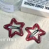 Grampo de cabelo vermelho com estrelas de cinco pontas e bolinhas para franja e cabelo quebrado, acessório de cabelo fofo para estudante