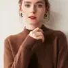 Suéter Básico de Cashmere com Gola Alta para Mulheres, 100% Cashmere Puro, Engrossado, Corte Solto, Suéter Base de Tricô Emagrecedor para Usar em Camadas