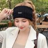 Faixa de Cabelo de Lã Tricotada para Outono e Inverno, Faixa Larga Lisa com Letras Esportivas Feminina, Faixa de Cabelo à Prova de Vento e Frio, Faixa de Cabelo Quente
