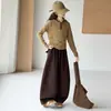 Conjunto Informal Retro de Primavera y Otoño para Niñas 2026 Nuevo Conjunto de Dos Piezas con Top Rayado y Pantalones Anchos para Niñas Mayores Moda de Otoño