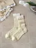 Calcetines de Seda Transpirables para Mujer, Calcetines Lindos de Encaje hasta la Mitad de la Pantorrilla, Estilo Sencillo, Calcetines de Verano de Colores Caramelo