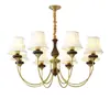 Lustre de madeira maciça 60% novo todo em cobre, estilo meados do século, luz principal redonda retrô francesa e americana, arte em ferro de alta qualidade