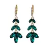 Pendientes de cristal Super flash de hojas verdes Pendientes elegantes japoneses y coreanos diseño de nicho de lujo ligero pendientes de alta calidad para Mujer Nuevos
