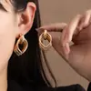 Pendientes Metálicos de Moda Creativa Estilo Ins Calados Corazón Estéreo Forma Geométrica Pétalos Estrella de Cinco Puntas Pendientes de Estilo Simple para Mujer