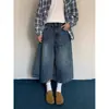 Shorts de mezclilla de retazos a cuadros retro americano para mujer, de verano, tiro alto, holgados, adelgazantes, casuales, versátiles, pantalones cropped de pierna ancha