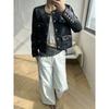 "Chaqueta de Cuero Frijol Dorado Pequeño" Chaqueta Especial de Gamuza Piel de Oveja, Cuello Redondo Estilo Chanel Botón Dorado Abrigo de Primavera y Otoño Otoño 2026