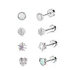 Moda Transfronteiriça Criativa Unhas de Osso de Orelha com Zircônia Parafusos de Flor de Aço Inoxidável com Brincos de Disco Joias para Body Piercing