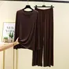 Conjunto de Pijama de Manga Larga y Pantalón Largo de Modal Nuevo para Primavera y Otoño para Mujer, Camiseta de Cuello Redondo, Conjunto de Ropa de Casa Talla Grande