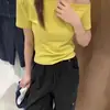 Camiseta de Algodão Puro Estilo Coreano Cor Sólida Manga Curta Um Ombro Verão 2026 Nova Moda Feminina Slim Fit Top Decote Caído