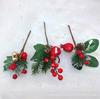Navidad Rojo Bayas Ramo Corona Decoración Accesorios Nieve Cayendo Hojas de Pino Ramas Cortas Bayas