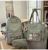 Versión Coreana de la Nueva Mochila Estilo Ins de Alta Apariencia Estilo Universitario Fresca y Linda con Oso para Estudiantes de Secundaria y Preparatoria, Mochila Ligera