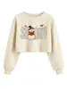 Sudadera crop top de moda casual con estampado de fantasma, murciélago y libro para mujer, tienda independiente de Amazon, para exportación