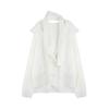 Bufanda Cálida de Cachemira Blanca Fragante Nefrita Cárdigan Grande de Terciopelo Cuello de Encaje Textura Camisa Base Elegante Moda Top de Mujer