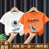 Camiseta de Manga Curta para Meninos 2026 Novo Estilo Mais Vendido Moda de Verão Fresca Camiseta de Meia Manga Pura Algodão Roupas Infantis Top Soltinho