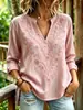 Top de mujer con cuello en V para Amazon transfronterizo con estampado digital 3D floral, camisa holgada de cuello redondo de moda para primavera y verano
