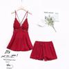 2026 Novo Pijama de Camisola Acolchoada Estilo Coreano com Shorts para Mulheres, Conjunto de Loungewear High-End Fino de Cetim Seda de Gelo
