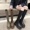 Botas de Cavaleiro 2025 Outono e Inverno Botas Martin Acima do Joelho para Mulheres Estilo Europeu e Americano Slim Nicho Marca Moderna Melard Botas Longas Modernas