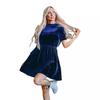 Vestido de terciopelo de color puro nuevo 2024, elegante vestido de viajero diario para mujer de estilo europeo y americano, falda corta adelgazante para mujer