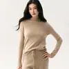Capa base para mujer Bai Cai Rong 100% cachemira pura, cuello alto medio, manga larga, nuevo estilo 2026, cómoda, versátil, suave y acogedora, prenda exterior