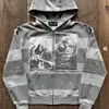 Outono e inverno estilo de rua INS retrô estampa de retrato preto e branco com capuz estrela americana Y2K moletom de corte solto