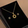 Estilo Europeo y Americano Personalizado Acero Inoxidable Moda Corazón Conjunto de Collares Transfronterizo Geométrico Cruz Hueca Girasol Cadena para la Clavícula