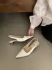 Sandálias elegantes de bico fino estilo francês, sapatos de fada, novos sapatos de salto alto de bico fino para noite primavera-verão para senhoras