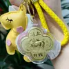 Ouro Puro 999 Princesa Por Favor Fique Rica Chaveiro de Ouro Pulseira de Couro com Pingente de Pônei Presente de Promoção para Live Streaming Atacado