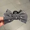 Presilha de Garra de Tecido com Laço para Mulheres Toque de Luxo Estilo Pastoral Flores Nuca Versátil Presilha Tubarão Acessórios de Cabelo Boutique