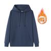 Moletom com Capuz Pesado 300g Outono e Inverno Huamian Cor Lisa Capuz Dupla Camada Forro de Lã Marca Tendência Casual Solto Blusa Top para Mulheres