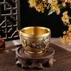 Cilindro de arroz de latão puro esculpido com sapo dourado Cilindro Baifu Cornucópia Ornamentos de mesa Cinzeiro Sala de estudo Ornamentos Lucky Nafu
