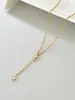 L31 Collar Largo Sencillo y Moderno con Pedrería Cadena Trasera para Mujer, Colgante Creativo y Sexy, Joyería de Acero Inoxidable Oro de 18 Quilates