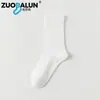 Calcetines Zobalen para mujer para primavera y otoño, calcetines de media pantorrilla, calcetines holgados de moda estilo japonés, calcetines de algodón de color sólido blanco y negro, calcetines holgados en la parte superior para maternidad para mujeres