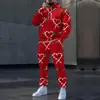 Conjunto de moletom com capuz 3D masculino de caimento solto para outono e inverno, estampa de Natal, conjunto esportivo de duas peças, estilo moderno de exportação transfronteiriça