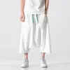 Pantalones Cortos Casuales Sueltos de Pierna Ancha Rectos de Tiro Bajo Estilo Japonés de Talla Grande para Hombre