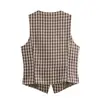 25 Verano Nuevo Conjunto de Moda para Mujer Estilo Europeo y Americano Chica Atrevida Cuello Redondo Botón Cuadros Chaleco Ajustado Falda de Cintura Alta Pantalón