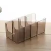 Caja de Almacenamiento Transparente con Patrón Vertical para Escritorio Canasta Organizadora Compartimentada para Control Remoto y Artículos Varios Caja Organizadora tipo Cajón para Cosméticos y Mascarillas