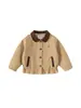 Youbao Huzhou Zhili Roupa Infantil 2026 Primavera e Outono Casaco para Meninas com Gola Reversível e Cor Contrastante com Barra Franzida Top Infantil