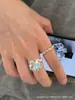 Anillo de Flor de Vidrio Versátil Estilo Coreano Azul-Morado Cristal Perla Optimizada Anillo Elástico para Dedo Índice Transparente Sensación Fresca