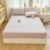 Protector de colchón acolchado de algodón lavado, suave y amigable con la piel, ligero y transpirable, adecuado para todas las estaciones, estilo ins simple, lavable a máquina