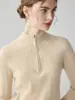 Suéter de punto de cable 100% cachemira pura para mujer, con media cremallera y cuello alto, jersey de punto grueso, corte holgado, top de alta gama