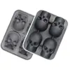 Novo molde de gelo de caveira 4 peças Molde de cubo de gelo caveira grande bandeja de gelo de silicone caixa de gelo para uísque Uso comercial