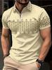 Venta Caliente Transfronteriza Nuevo Verano Impresión Gradiente 3D Talla Grande Casual para Hombre Holgado Talla Europea Cremallera Polo Manga Corta