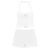 Comércio Exterior Verão Novo Roupa Feminina Estilo Europeu e Americano Fashionável Versátil Top de Gola Halter Conjunto de Shorts Casuais