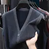 Suéter cardigan de tricô outono e inverno para homens de meia-idade e idosos, colete estilo papai, camisa de tricô masculina, camisa básica de corte solto