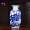 Fábrica grande vaso de cerâmica atacado azul e branco porcelana pintura de paisagem inverno garrafa de melão estudo chinês enfeites de decoração de escritório
