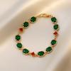 Pulsera de Esmeralda con Incrustaciones de Diamantes Bañada en Oro Real Diseño de Moda Vintage de Corea del Sur Pulsera Elegante Fresca Moderna Simple