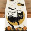 Bandera de Mesa de Halloween Fantasma Calabaza Transfronteriza Ambiente Festivo Decoración de Mesa Aislante Antideslizante Lino Bandera de Mesa Venta al por Mayor